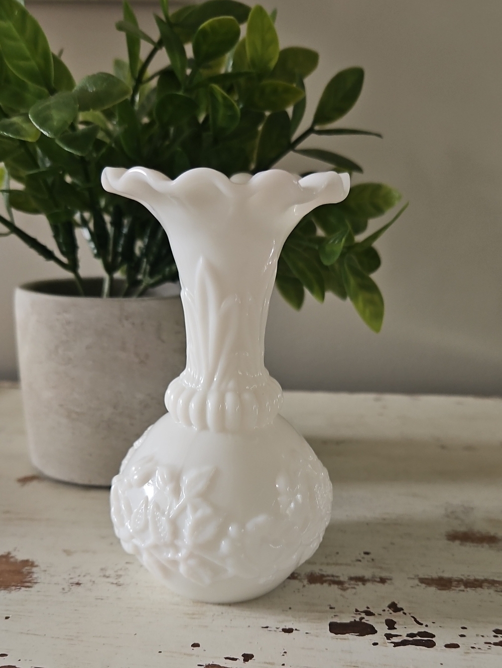White Opaline Bud Vase